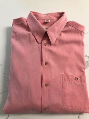 Haupt Euro Men's Classic Button-Down Shirt in Salmon Pink 42L / 16.5”
